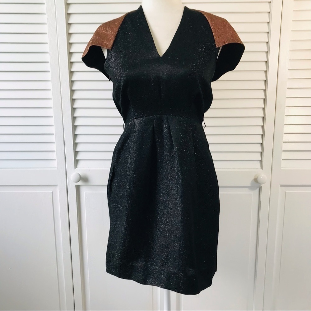 3.1 PHILLIP LIM Black Bronze Cap Sleeve Sparkly Dress Size 2 - Picture 1 of 12
